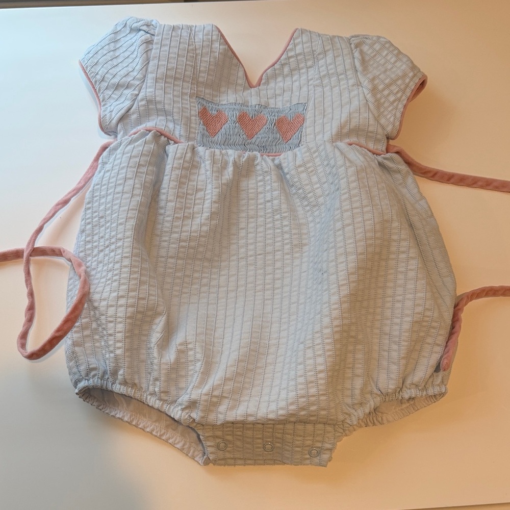 Blue Dondolo Bubble with Heart Smocking